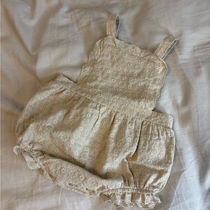 Zara Cream Jumpsuit with Ruffled Details